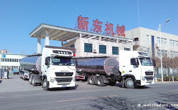 内蒙35立方不锈钢拉奶罐式运输车发货