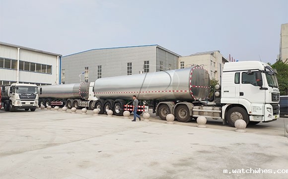 重庆33立方大型半挂鲜<a href=/ target=_blank class=infotextkey>奶罐车</a>发货现场