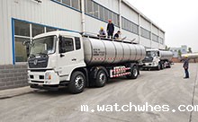 四川两台16立方液体牛奶运输车发车调试中