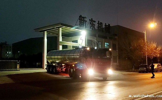 河北34吨轻量化鲜奶运输专用罐车连夜发车
